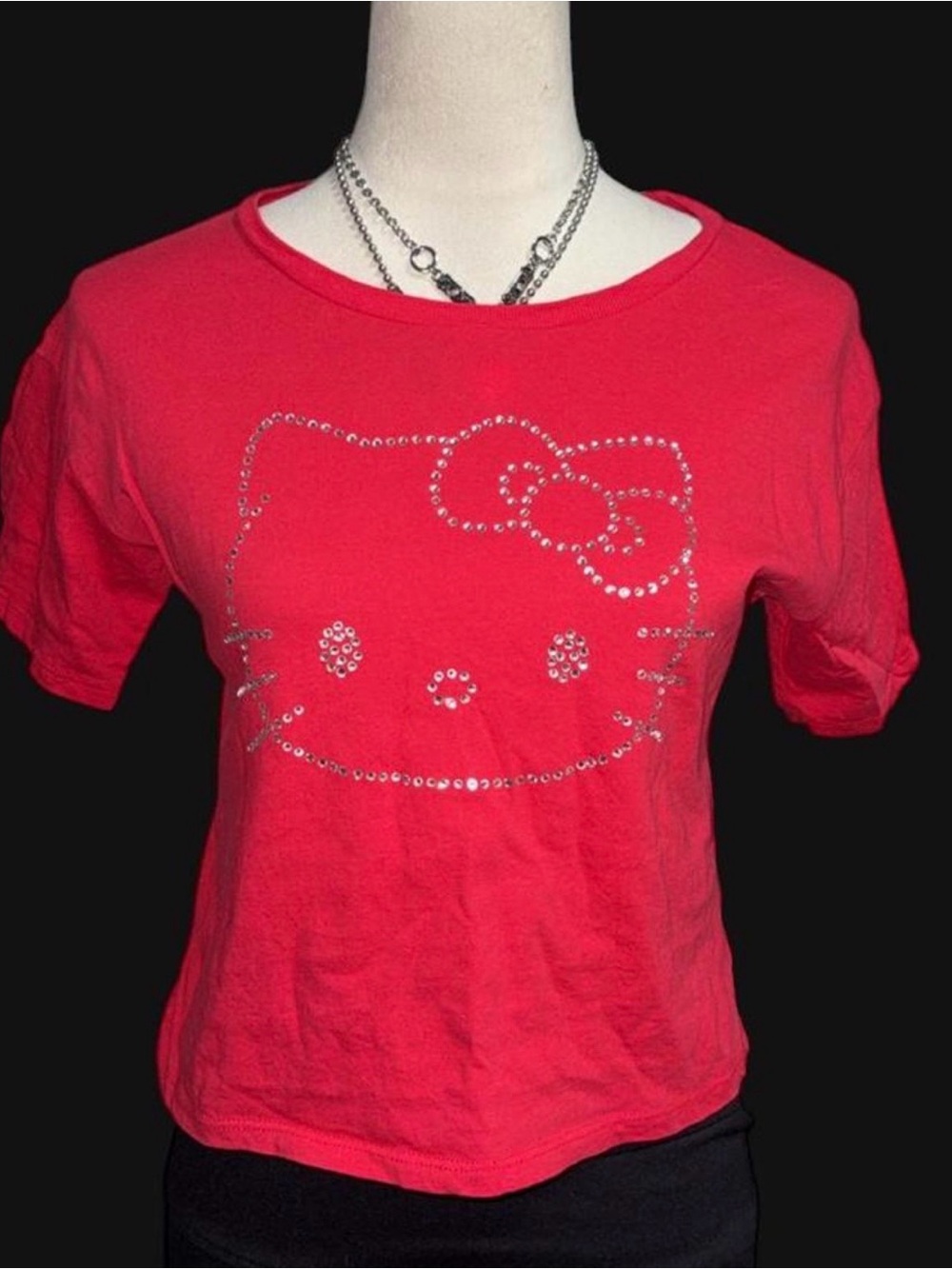 Hello Kitty Red Short Sleeve Tee with Rhinestone Face